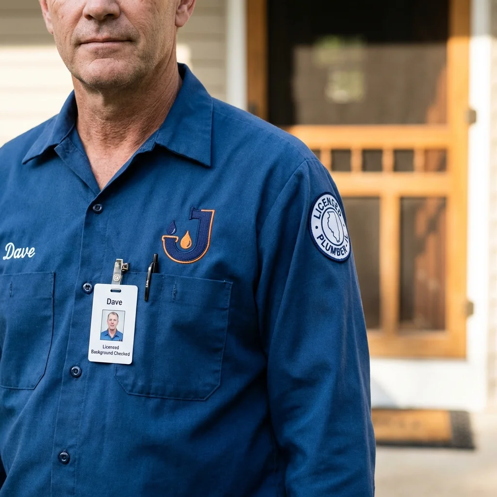 Licensed plumber showing ID badge in Harrah, OK