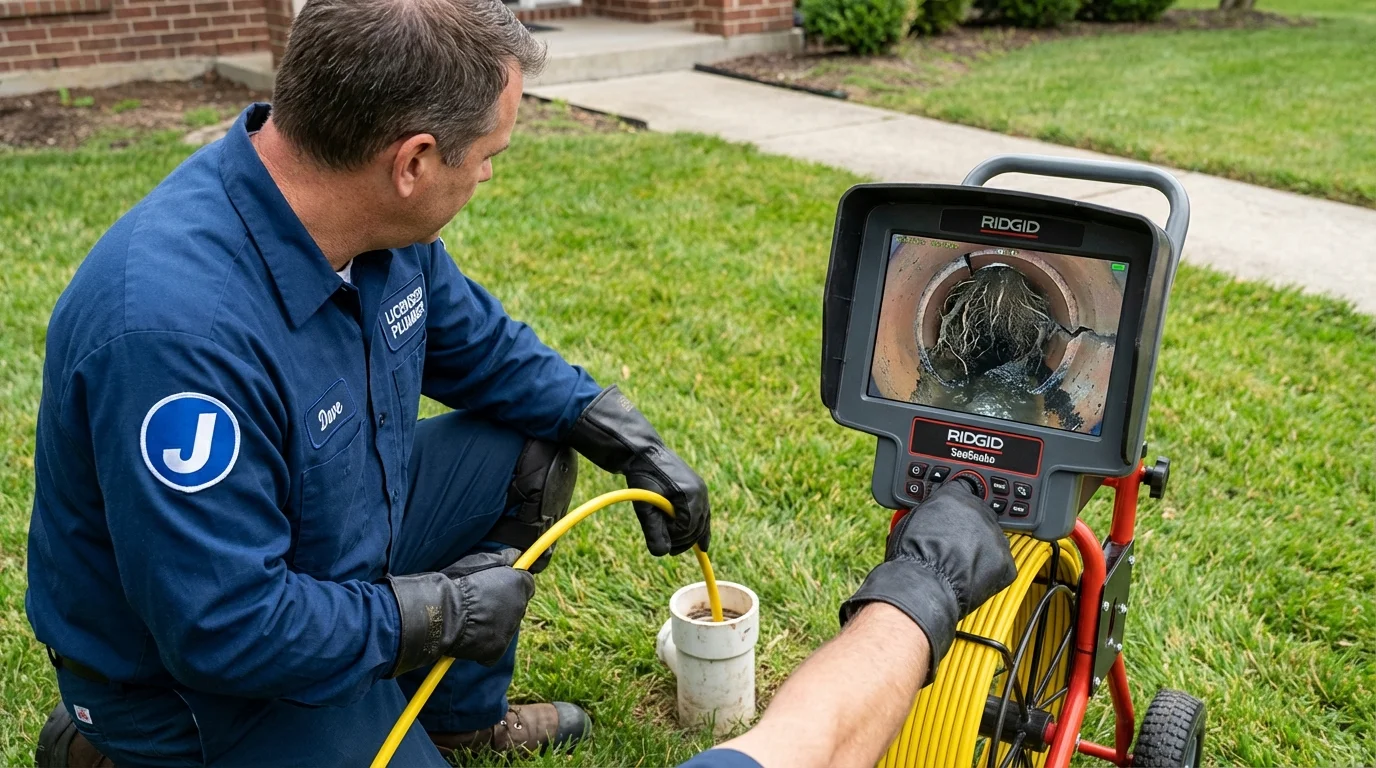 Sewer camera inspection being performed by Johns Plumbing LLC in Harrah
