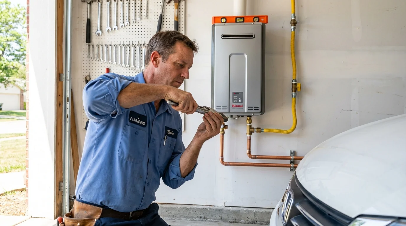 Tankless water heater installation by a Johns Plumbing LLC plumber in Harrah